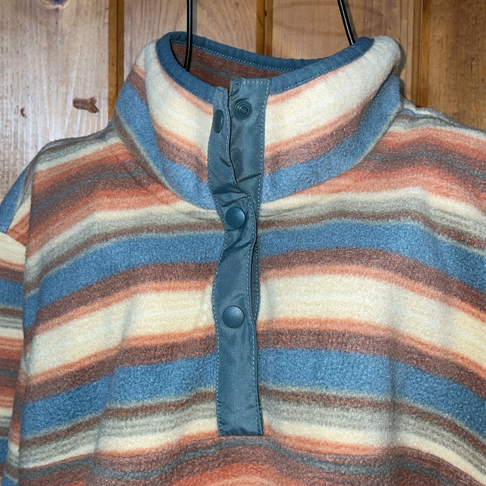 Striped Pullover with Button-Up Collar Women’s sweatshirt size XL outdoor top - Picture 3 of 5